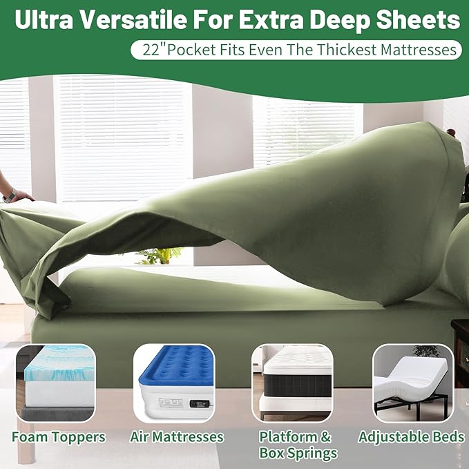 Extra Deep Pocket California King Sheets 18-24 Inch 1000 Thread Count 100% - Image 4