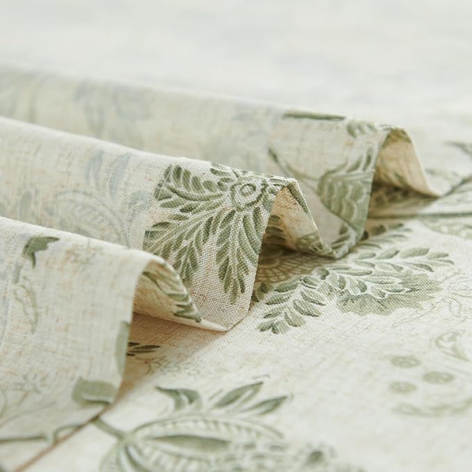 jinchan Floral Linen Tier Curtains 36 Inch Farmhouse Cafe Curtains Rod Pocket - Image 9