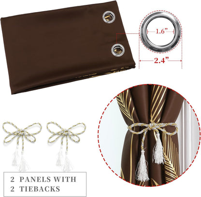 estelar textiler brown blackout patterned curtains for living, side view