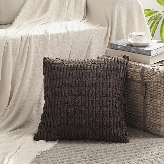 Fancy Homi 4 Packs Boho Dark Brown Decorative Throw Pillow Covers 20x20 Inch - Image 2