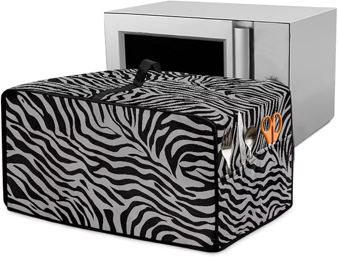 Grey Zebra Print Microwave Oven Dust Cover Dust-Proof Waterproof Microwave by HwzdsyxlCreativeHomeDecor