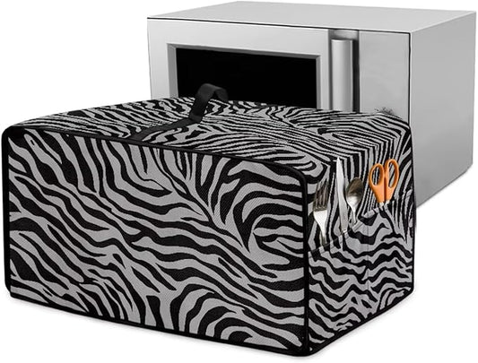 Grey Zebra Print Microwave Oven Dust Cover Dust-Proof Waterproof Microwave by HwzdsyxlCreativeHomeDecor