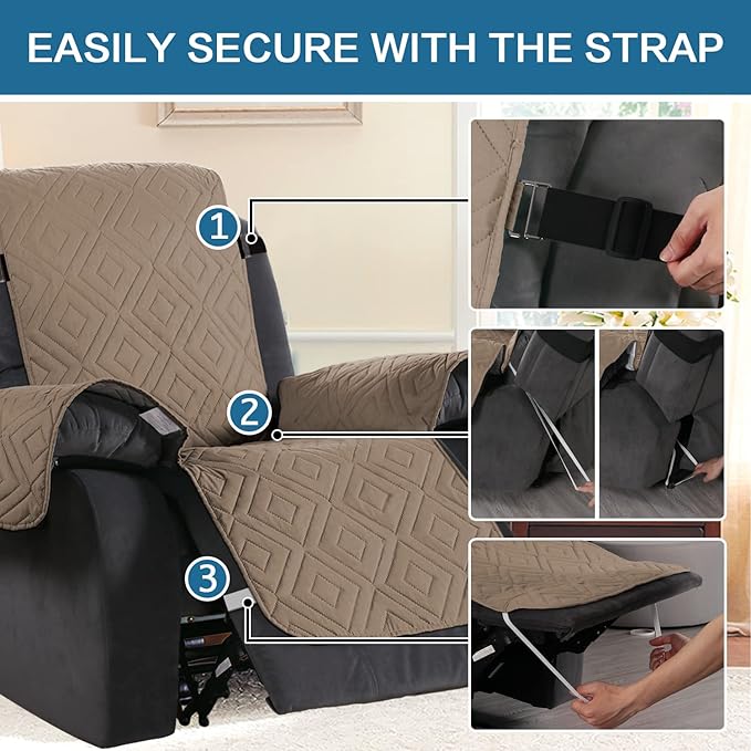 H.VERSAILTEX Reversible Quilted Recliner Covers Water Resistant Furniture - Image 4