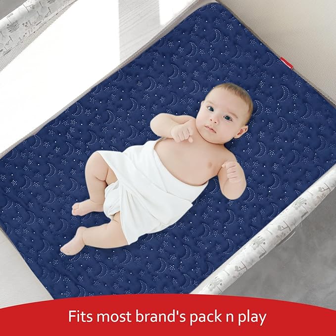 Waterproof Pack and Play Mattress Cover 2 Pack, Soft Quilted Pack and Play - Image 6