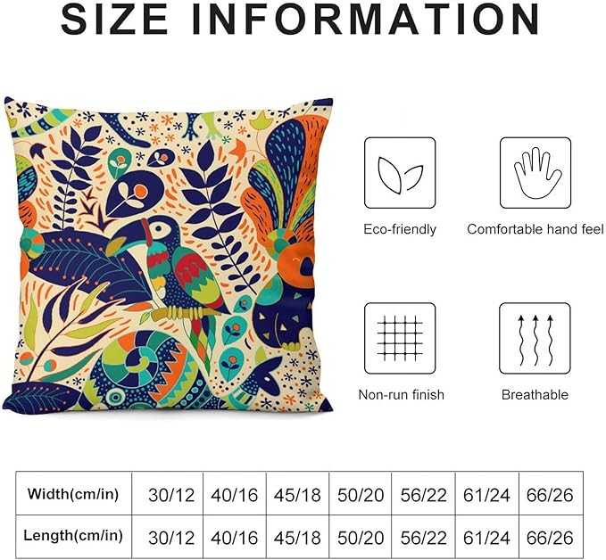 Boho Nature Pillowcases Set of 2 Colorful Bohemian Forest Nature Animals Ethnic - Image 2