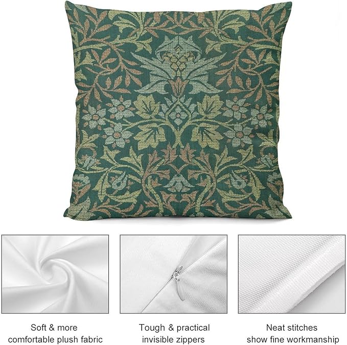 William Morris Floral Original Throw Pillow Covers Boho Chic Retro Floral Cozy - Image 8