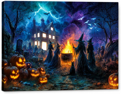 Artiluxy Halloween LED Wall Art, 20x16 Inch, Lighted Canvas, Haunted House