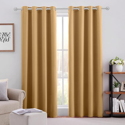 HOMEIDEAS Gold Blackout Curtains by HOMEIDEAS