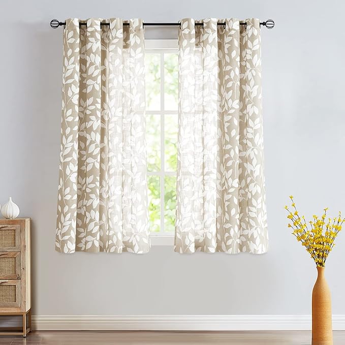 Treatmentex Leaf Print Semi Sheer Curtains of Textile by Treatmentex