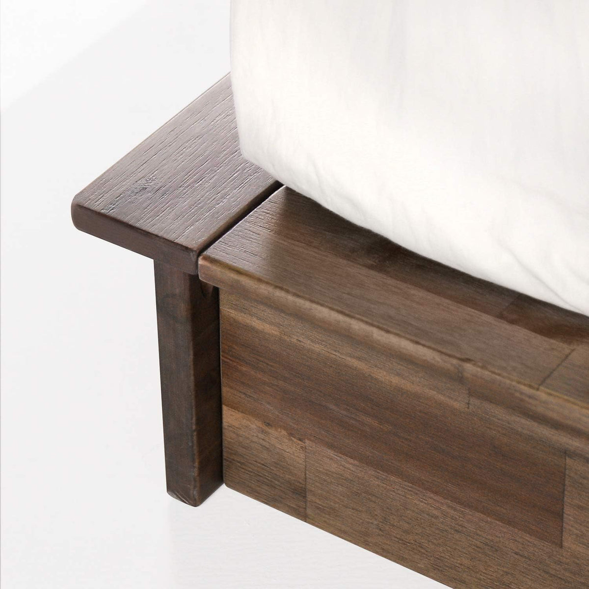 zinus brock metal and wood platform bed frame/solid showing dimensions