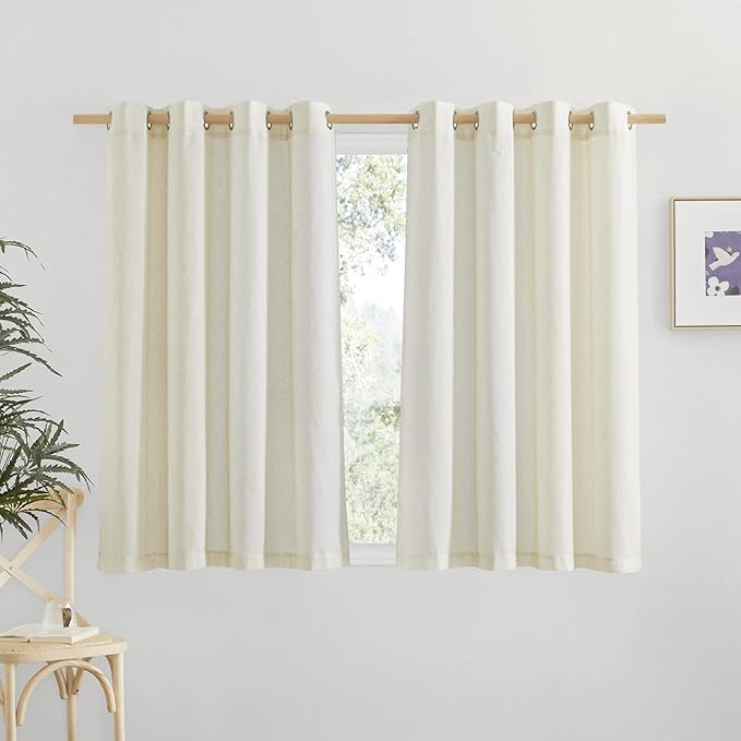NICETOWN Flax Linen Curtains for Windows 54 inch Long, Grommet Top Vintage by NICETOWN