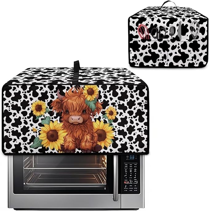 Microwave Oven Cover with Storage Pockets Waterproof Toaster Oven Dust Cover - Image 2