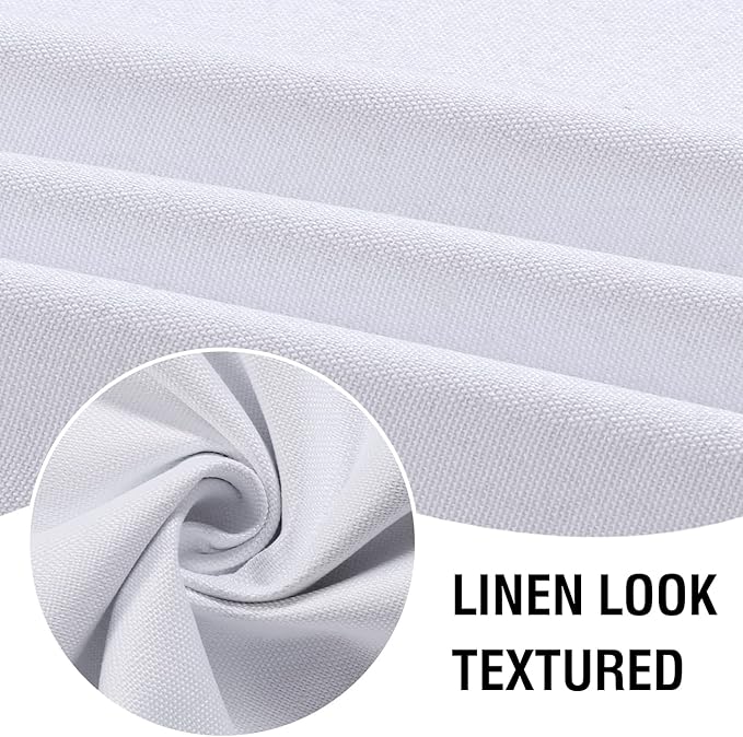 H.VERSAILTEX Linen Look 100% Blackout Bright White Curtains 45 Inches Long - Image 4