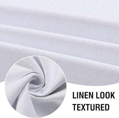 H.VERSAILTEX Linen Look 100% Blackout Bright White Curtains 54 Inches Long - Image 4