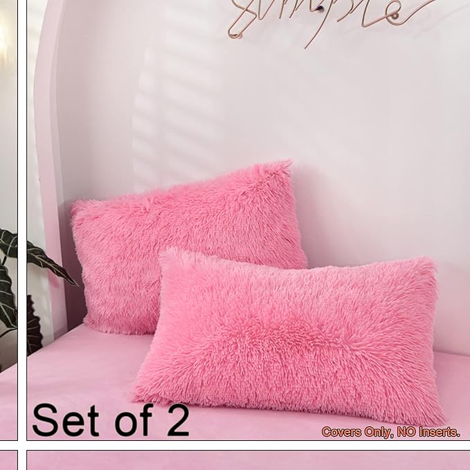 MorroMorn Decorative Pillows Covers, 2 Packs Faux Fur Pillow Cases, Luxury - Image 3