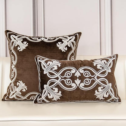 Aeckself European Floral Pillow Cover 12x20 Inch, Luxury Velvet Embroidered - Image 7