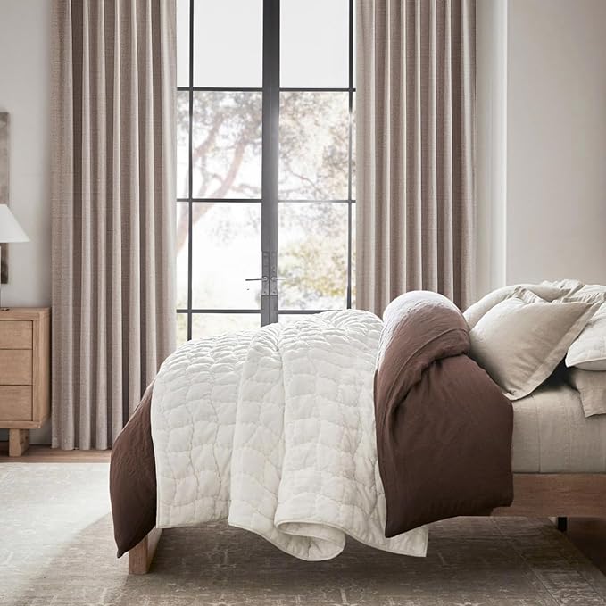 Thick Burlap 92 Inch Blackout Curtains 2 Panels Set - Image 7