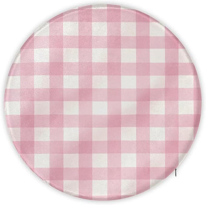 Gingham Pink Round Chair Cushions - Image 5
