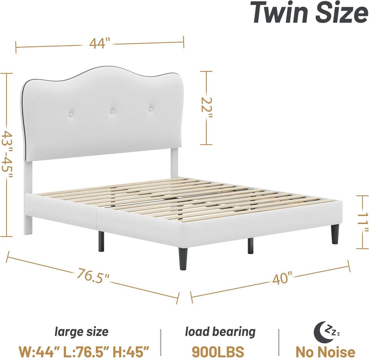 cypbed twin bed frames and adjustable height headboard,white shown in use