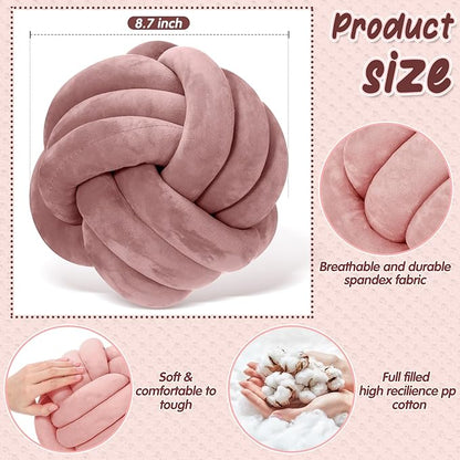Yerliker 4 Pcs Knot Pillow Ball, 8.7 Inches Soft Home Decorative Round Throw - Image 2