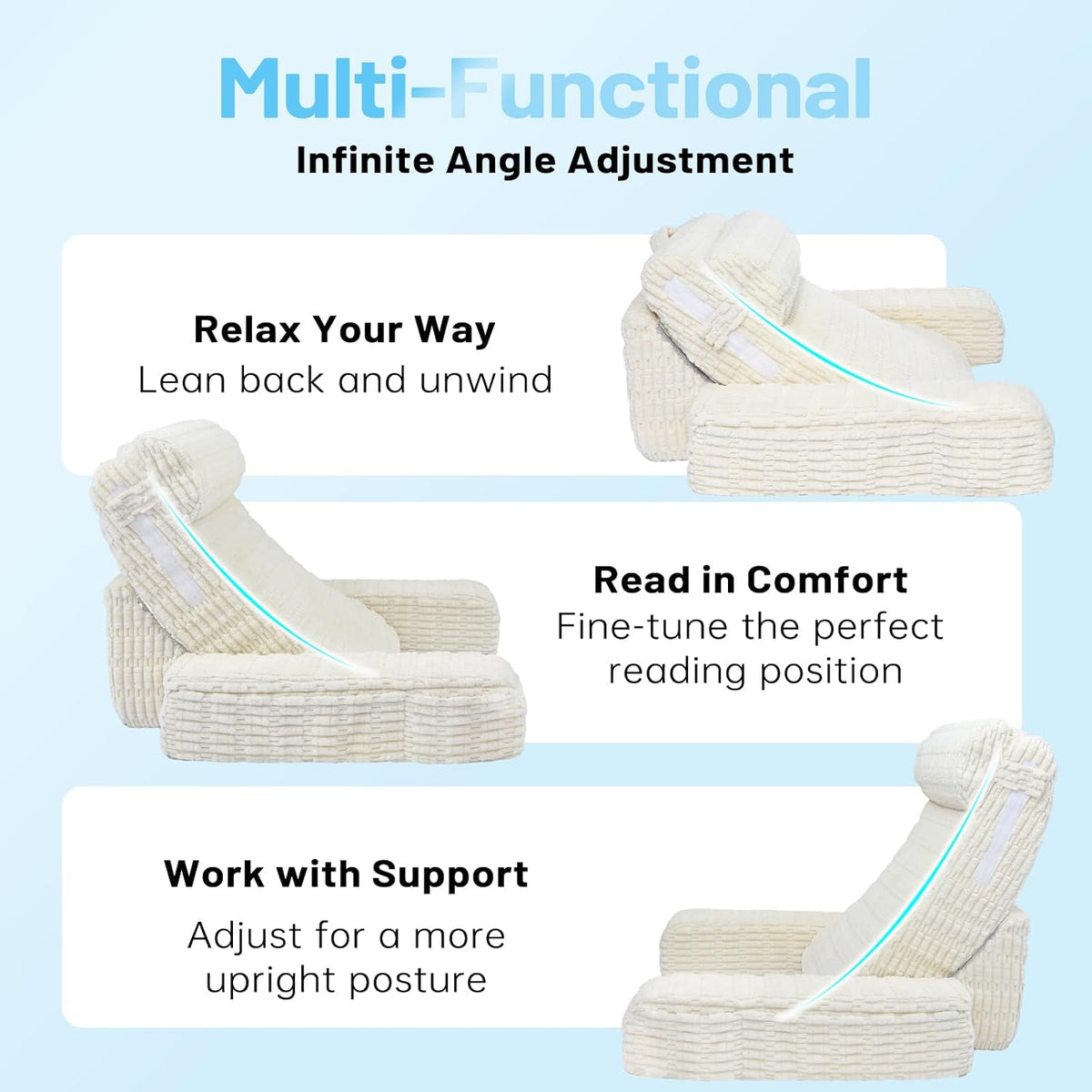 enitya reading pillow with height-adjustable backrest for custom shown in use