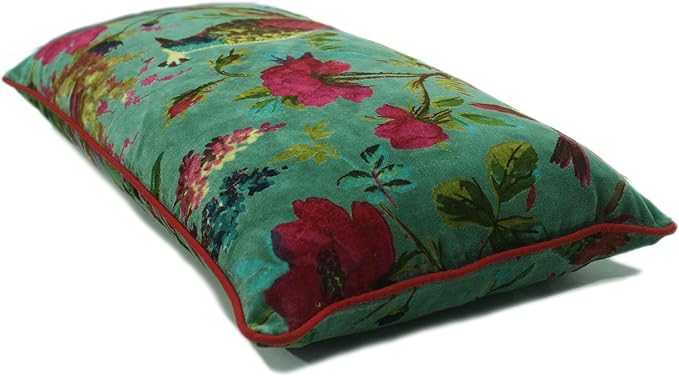 Eyes of India Velvet Floral Flower Bird Throw Pillow Sofa Cushion Cover Case - Image 5