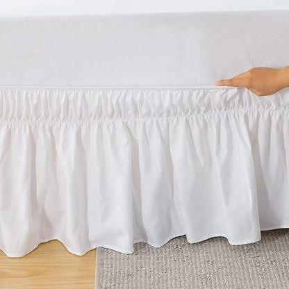 MEILA Wrap Around Bed Skirt Three Fabric Sides Elastic Dust Ruffled 16 Inch - Image 4