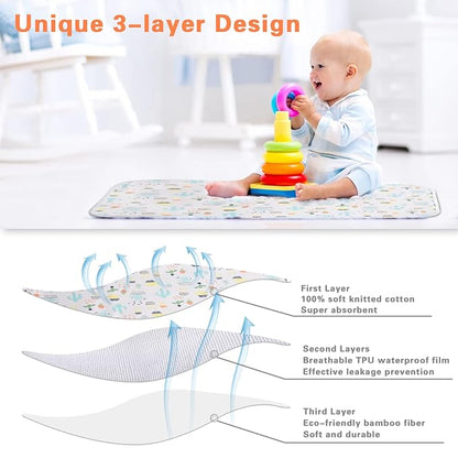 Baby Portable Changing Pad Waterproof Diaper Changing Mat Travel 3 Pack - Image 3
