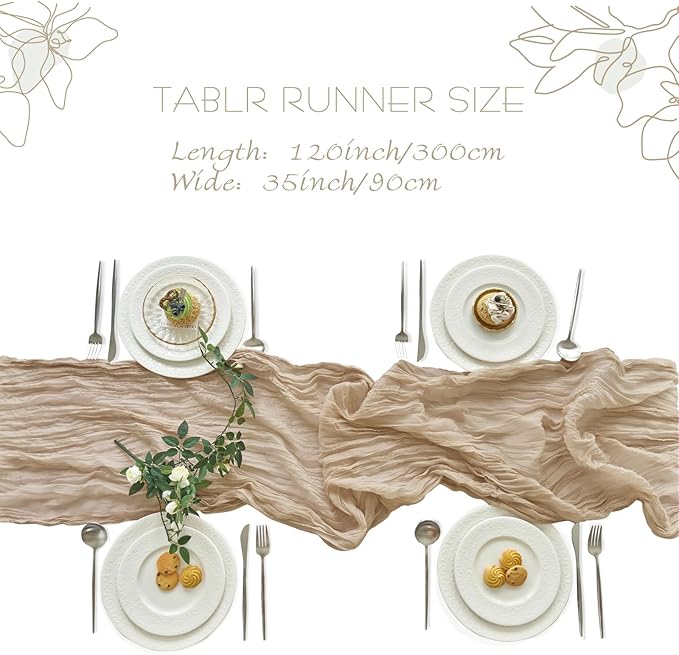 IVAPUPU 10 Pcs Cheesecloth Table Runner - 10ft Nude Boho Gauze Cheese Cloth - Image 3