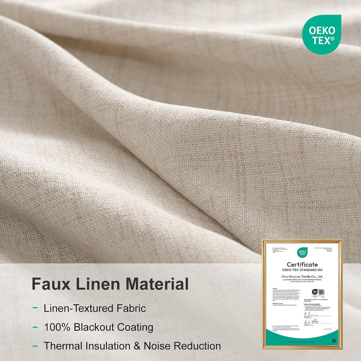 linen total blackout curtains for bedroom living room on a desk or shelf