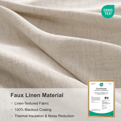 linen total blackout curtains for bedroom living room on a desk or shelf