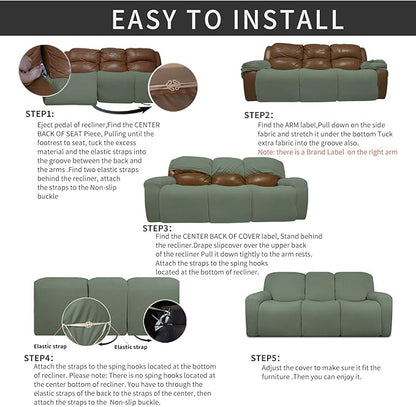 Easy-Going 8 Pieces Recliner Sofa Stretch Sofa Slipcover Sofa Cover Furniture - Image 4