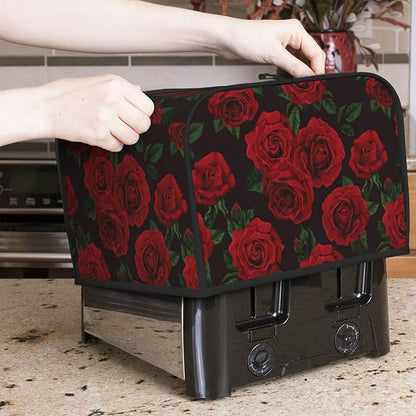 Red Black Rose Flower 4 Slice Toaster Cover, Waterproof Toaster Dust Cover - Image 2