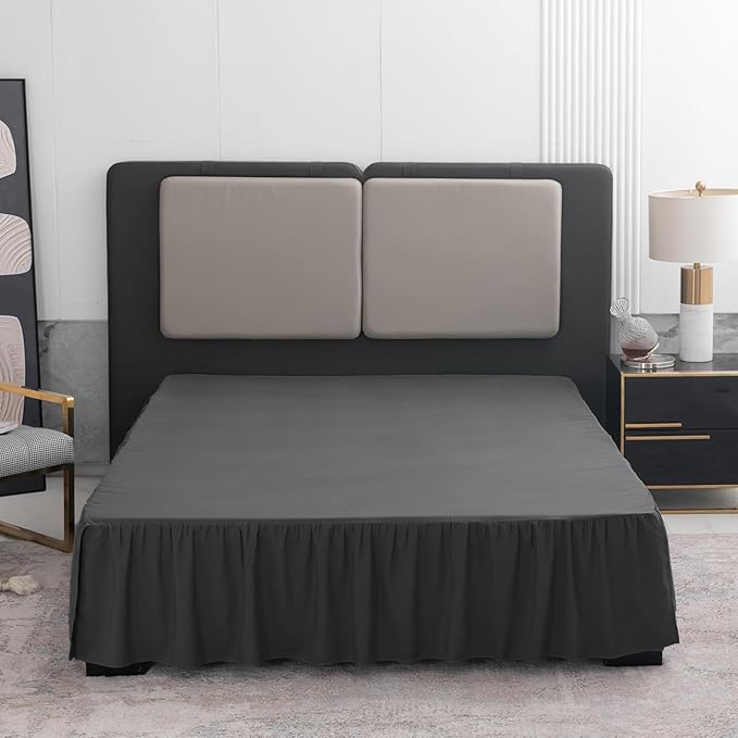 TSUTOMI Black Bed Skirt Twin Size Ruffled Bed Skirt by TSUTOMI