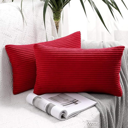 MIULEE Winter Pack of 2 Corduroy Pillow Covers 12 x 20 Inch Lumbar Christmas by MIULEE