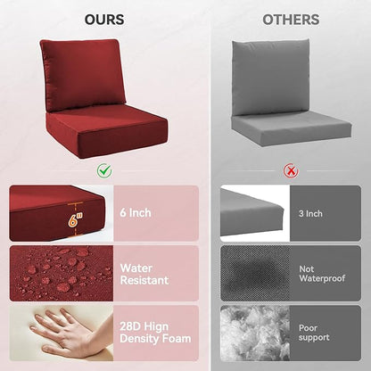 6" Thick Outdoor Cushions 24x24x6, 4-Set Deep Seat Patio Cushions - Image 5