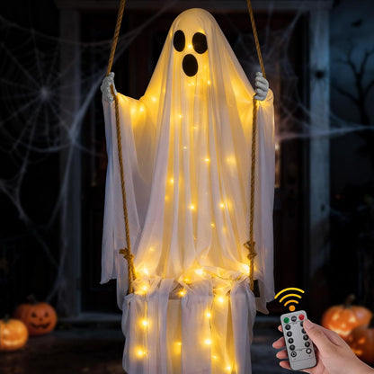 Halloween Decorations Outdoor,4.8FT Hanging Swing Ghost for Yard and Porch