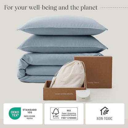 Double Stitch Cotton Tencel Duvet Cover - Image 6