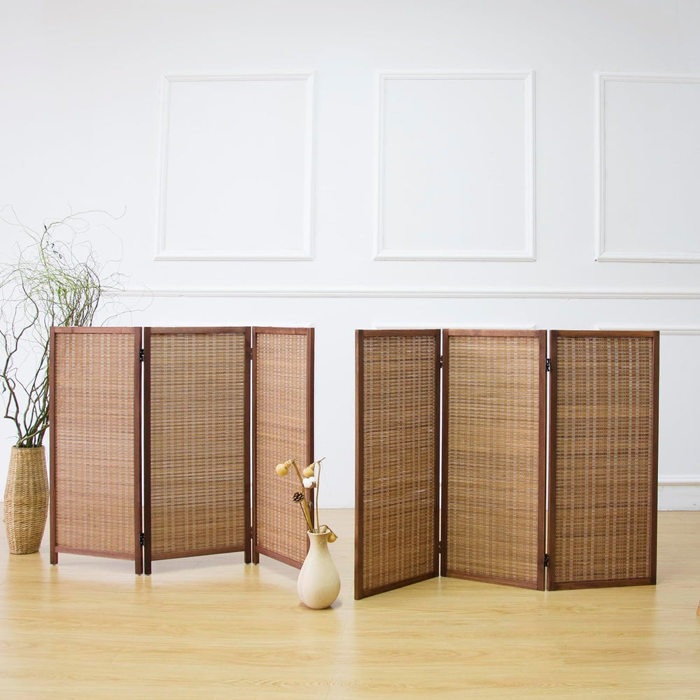 Furnnylane 3 Panel Detachable Room Divider, 5.6 ft Tall Two in One Bamboo Pri...
