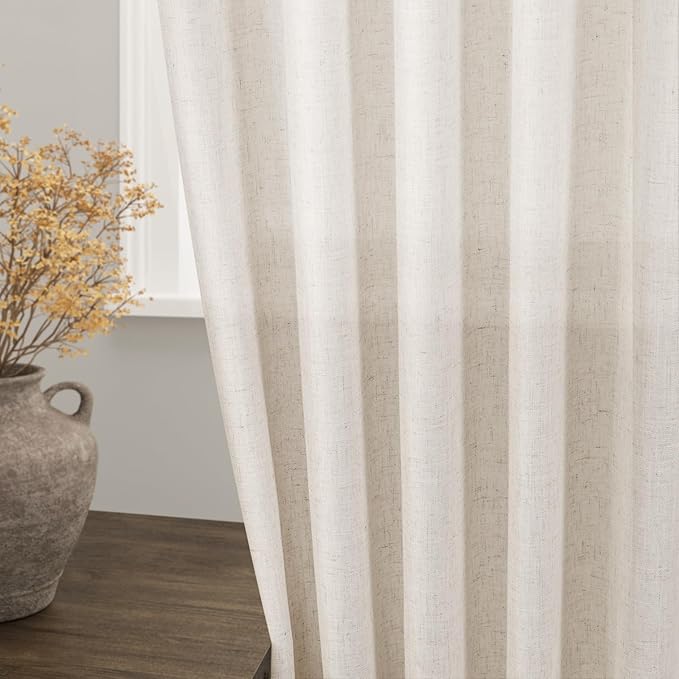 Nanspring Beige Linen Curtain 100 inches Long - Image 5