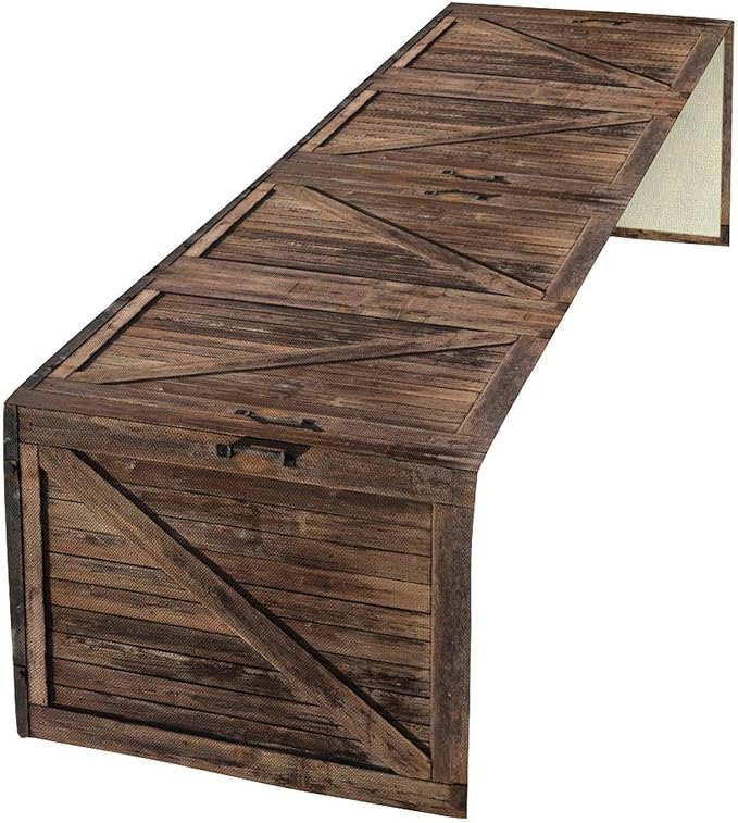 Rustic Wood Table Runner Vintage Wooden Barn Door Farmhouse Brown Kitchen by ZhiRain