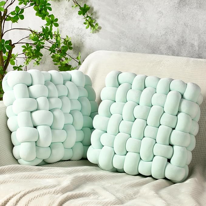 Wenqik 2 Pcs Knot Pillows Square Knotted Plush Throws Soft Accent Pillows by Wenqik
