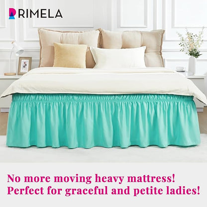 RIMELA Spa Blue Bed Skirt Queen Size 18 Inch Drop, Elastic Bed Skirting - Image 5