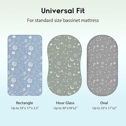 Baby Bassinet Sheets Girl Boy, Fitted Bassinet Sheet Set 3 Pack Bassinet - Image 3