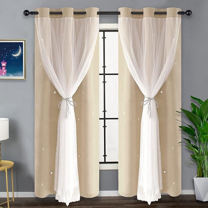 Kinryb Star Hollowed Out Blackout Curtains by Kinryb