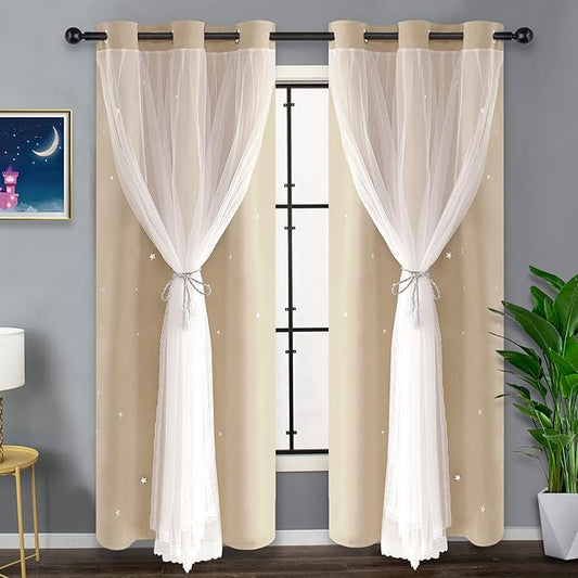 Kinryb Star Hollowed Out Blackout Curtains by Kinryb