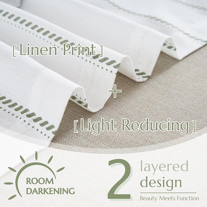 jinchan Nautical Valance Striped Linen Curtain 18 Inch Farmhouse Room Darkening - Image 4
