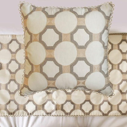 The HomeCentric King/Queen/Twin White, Embroidered, Bouclet & Lace Bed Scarf on - Image 2