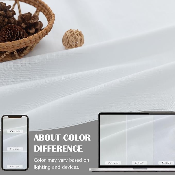 White Kitchen Curtains 30 Inch Length Pinch Pleated Back Tab Light Filtering - Image 8