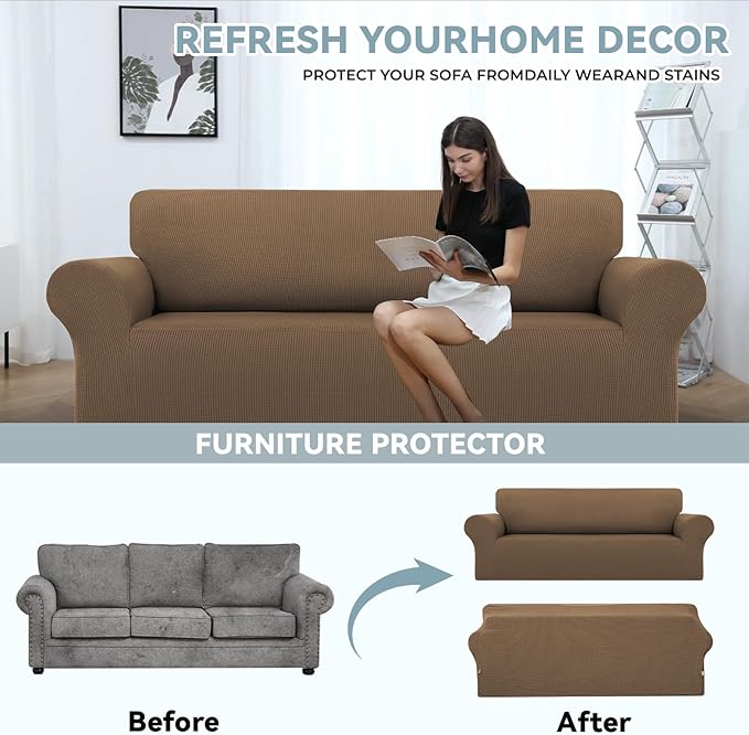 LURKA Stretch Sofa Slipcovers 1 Piece Couch Covers - Image 3